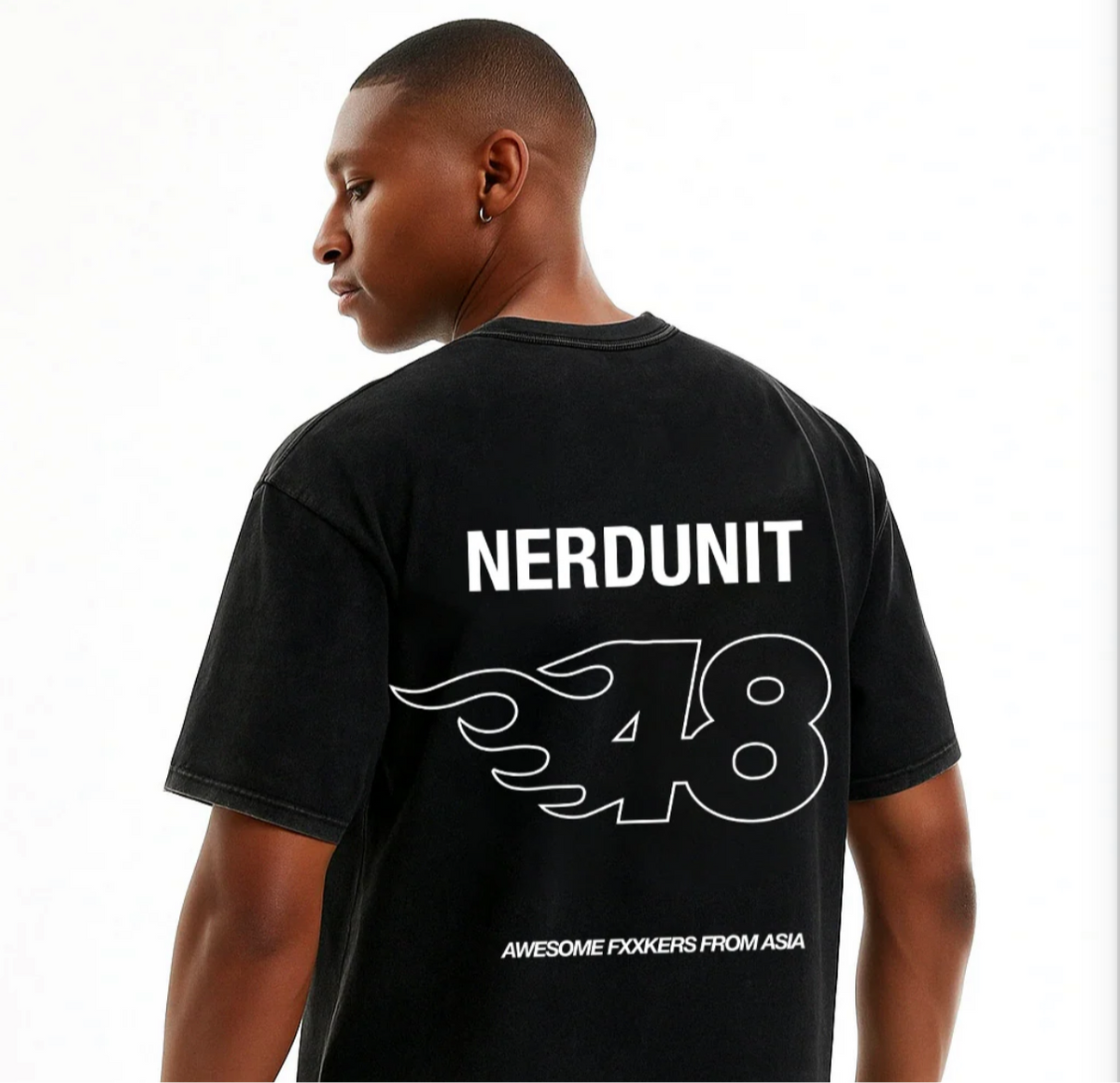"FIRE48 BW" Washed Tee | Black