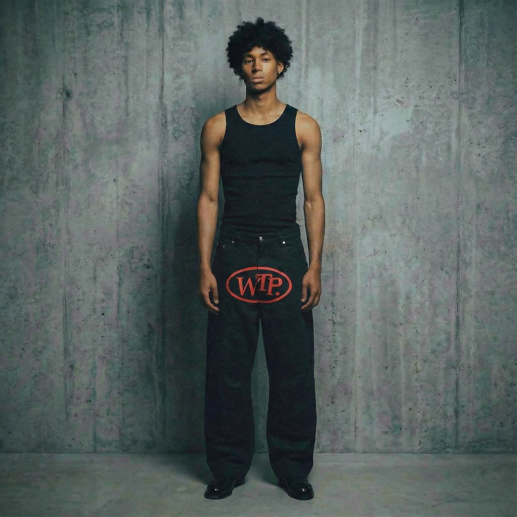 "Logo" Worker Pants | Black