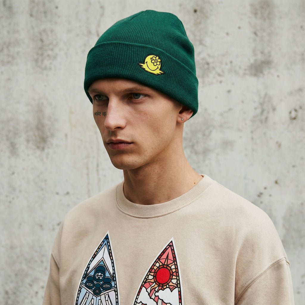 MELTING SMILEYWORLD® BEANIE | DARK GREEN