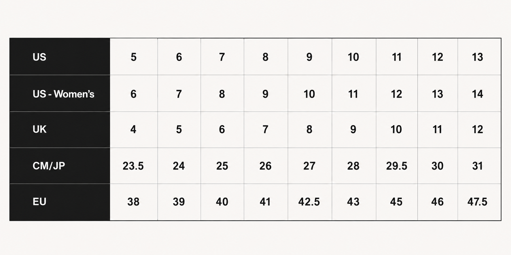 Size chart