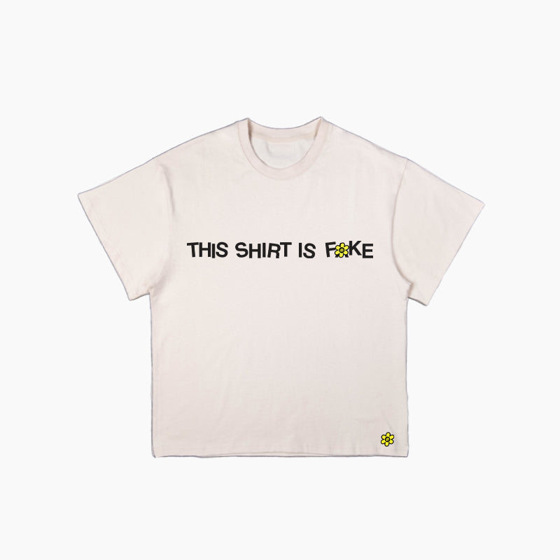 "FAKE" Tee | Sand