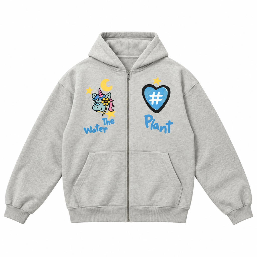 "Univorn" Zip Hoodie | Light Gray