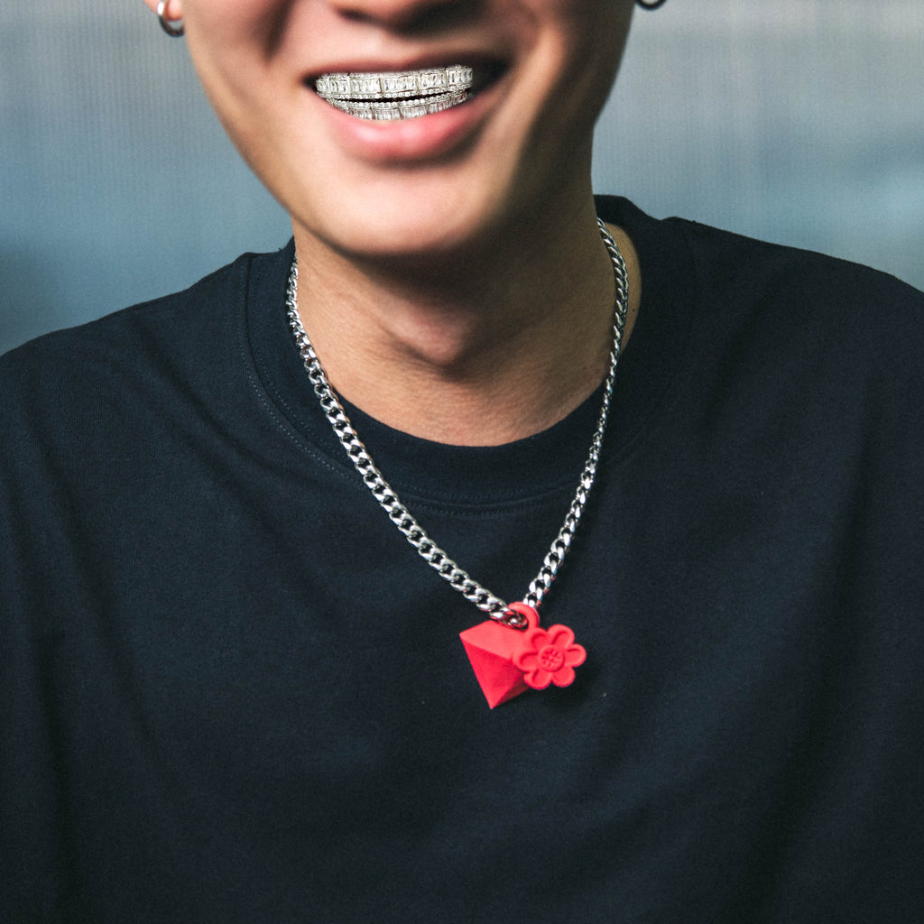 WTP "DIAMOND BLOOM" NECKLACE | FIERY RED