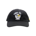 A black baseball cap featuring a white embroidered panda face with a yellow flower in its eye and the text 'WATER THE PLANT' in white and yellow.