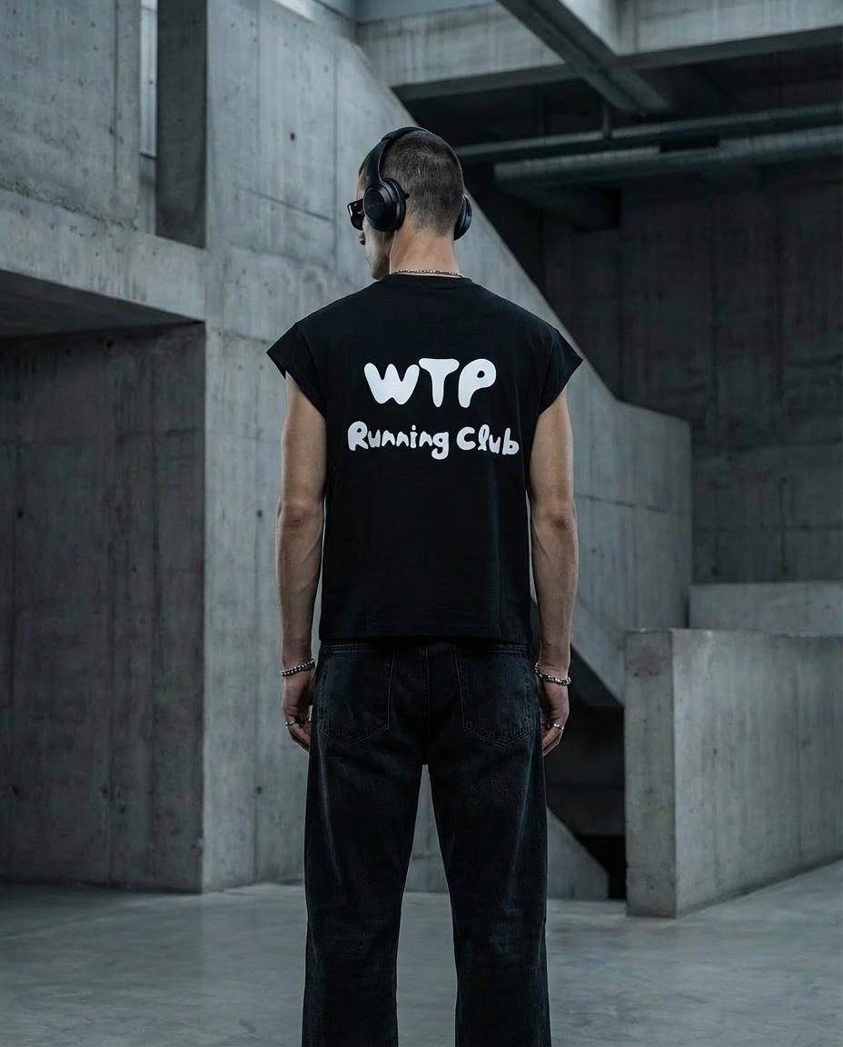 WTP "RUNNING MAN" Sleeveless Tank Top | Black