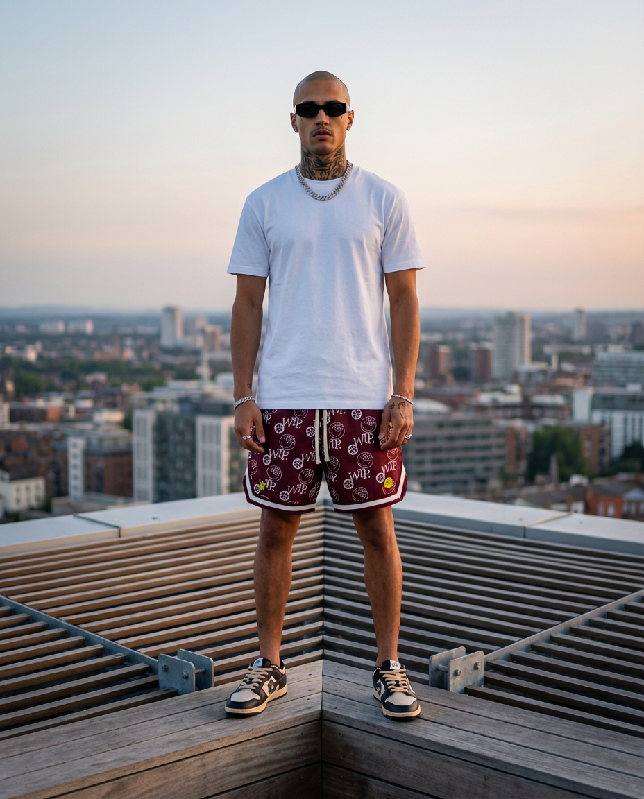 Smiley Basketball Shorts | Burgundy