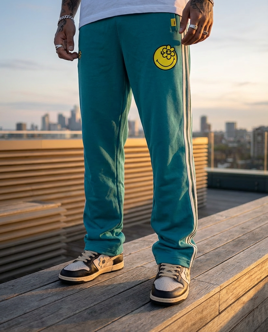 SMILEYWORLD® BASIC TRACK PANTS | GREEN