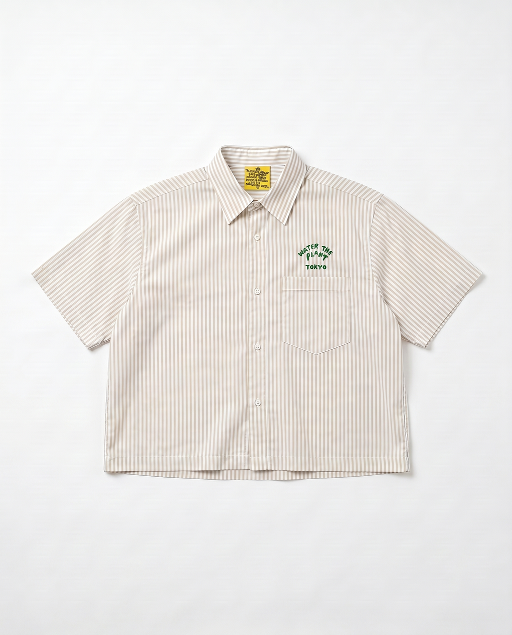 "SUNDAY" Stripe Shirt | Khaki