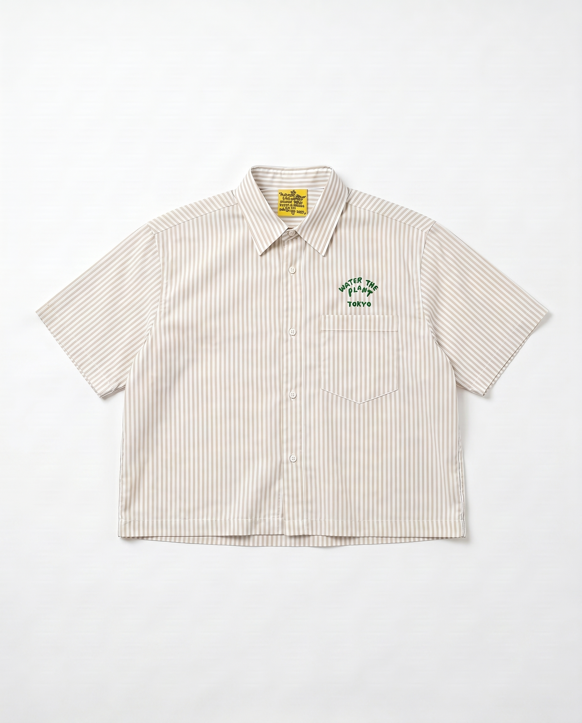 "SUNDAY" Stripe Shirt | Khaki